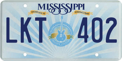 MS license plate LKT402
