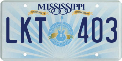 MS license plate LKT403