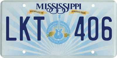 MS license plate LKT406