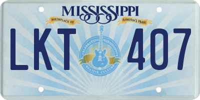MS license plate LKT407