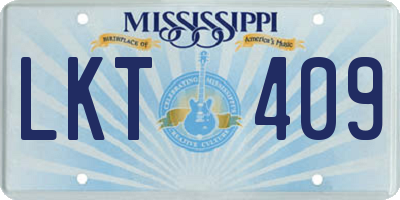 MS license plate LKT409