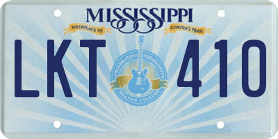 MS license plate LKT410