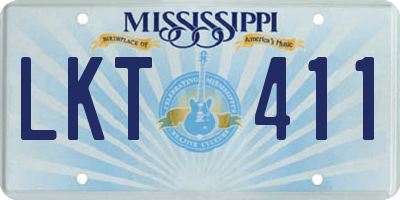 MS license plate LKT411