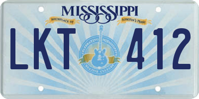 MS license plate LKT412
