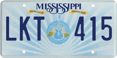 MS license plate LKT415