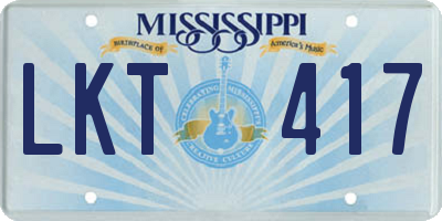 MS license plate LKT417