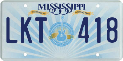 MS license plate LKT418