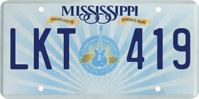 MS license plate LKT419