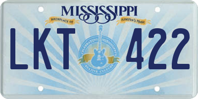 MS license plate LKT422