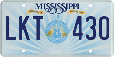 MS license plate LKT430