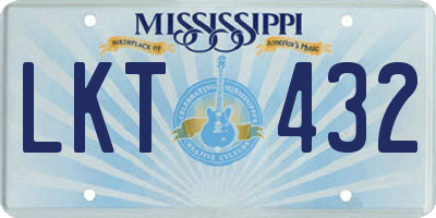 MS license plate LKT432
