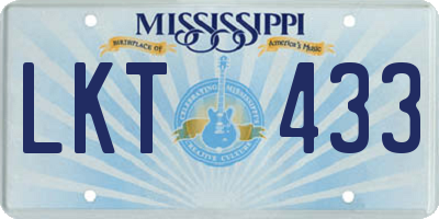 MS license plate LKT433