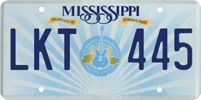 MS license plate LKT445
