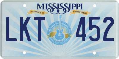 MS license plate LKT452