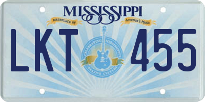 MS license plate LKT455