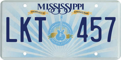 MS license plate LKT457