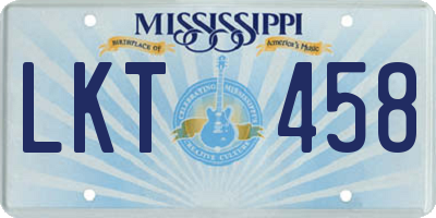 MS license plate LKT458