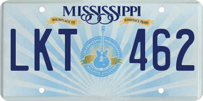 MS license plate LKT462