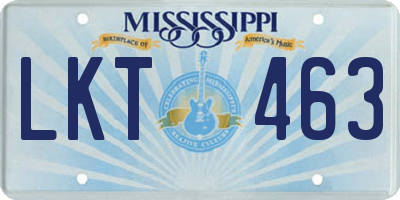 MS license plate LKT463