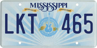 MS license plate LKT465