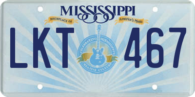 MS license plate LKT467