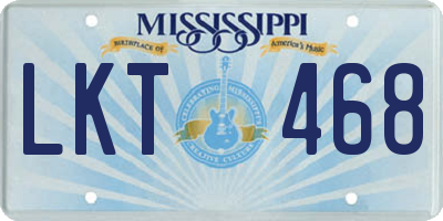 MS license plate LKT468