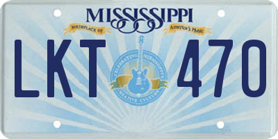 MS license plate LKT470