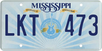 MS license plate LKT473