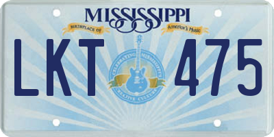 MS license plate LKT475