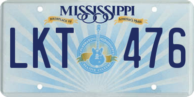 MS license plate LKT476