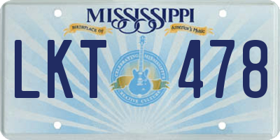 MS license plate LKT478