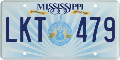MS license plate LKT479