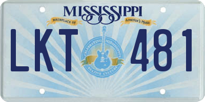 MS license plate LKT481