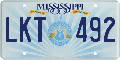 MS license plate LKT492