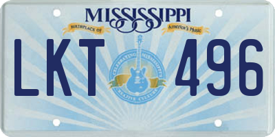 MS license plate LKT496
