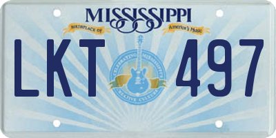MS license plate LKT497