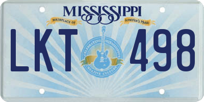 MS license plate LKT498