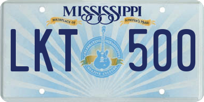 MS license plate LKT500