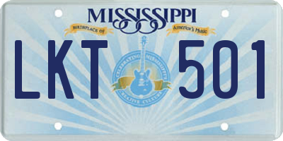MS license plate LKT501