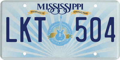 MS license plate LKT504
