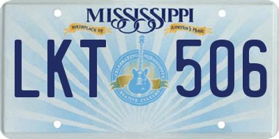 MS license plate LKT506