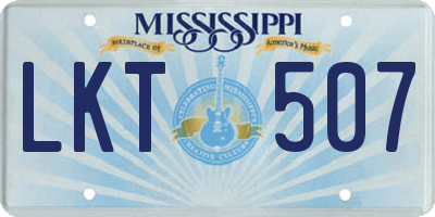 MS license plate LKT507