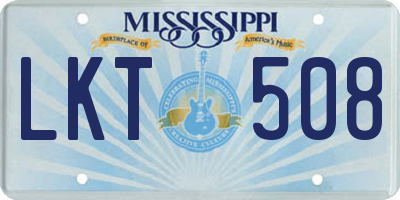 MS license plate LKT508