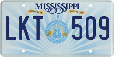 MS license plate LKT509