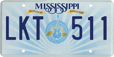 MS license plate LKT511