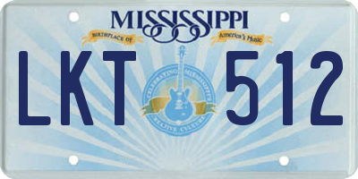 MS license plate LKT512
