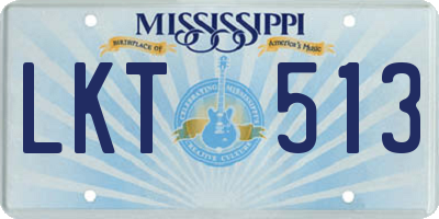 MS license plate LKT513