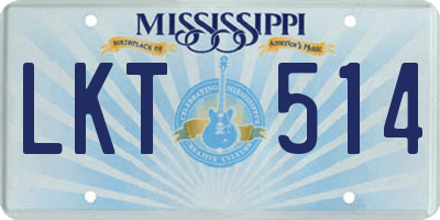 MS license plate LKT514