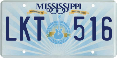 MS license plate LKT516