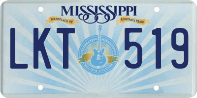 MS license plate LKT519